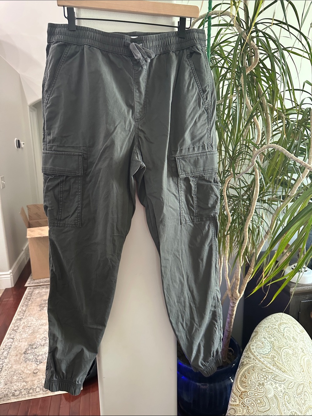 Men's Sonoma Olive Green Cargo Jogger Pants - Lightweight Casual